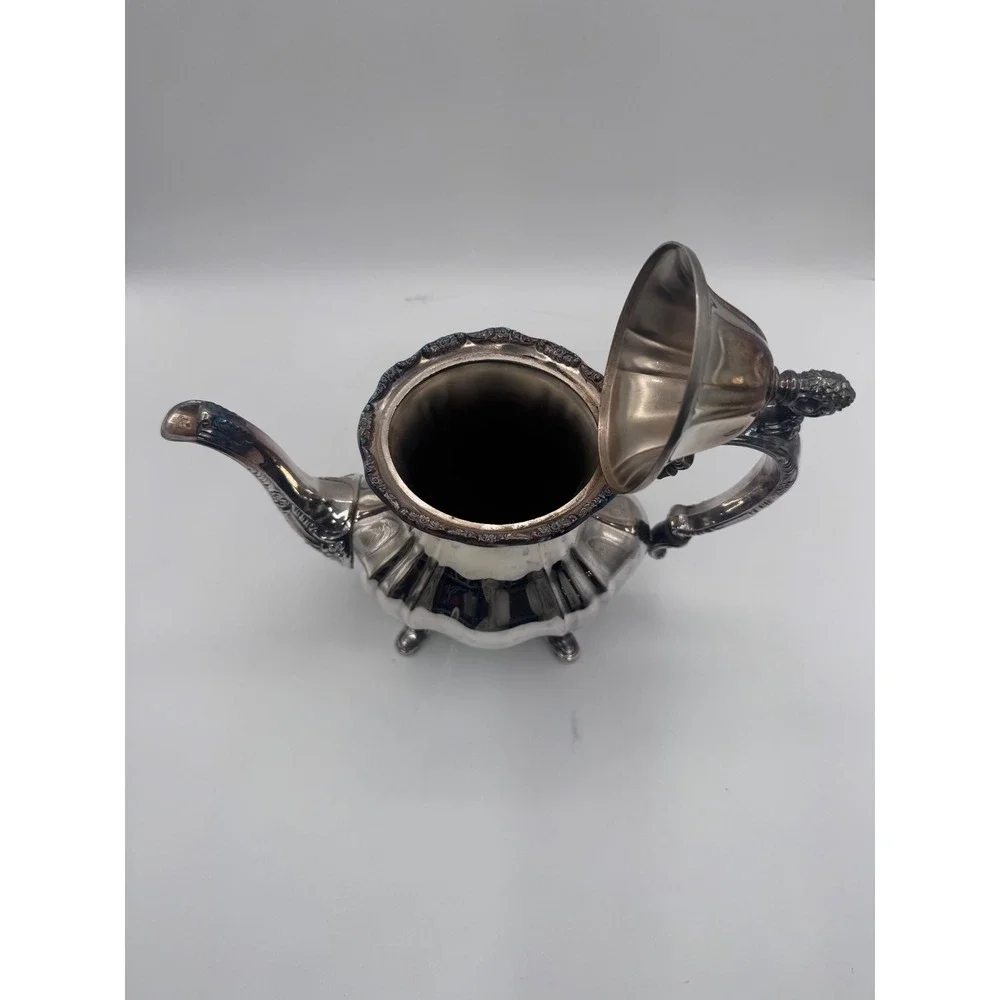 Vintage EPCA Lancaster Rose 400 Silverplate Teapot Ornate Footed Coffee Pot Rare